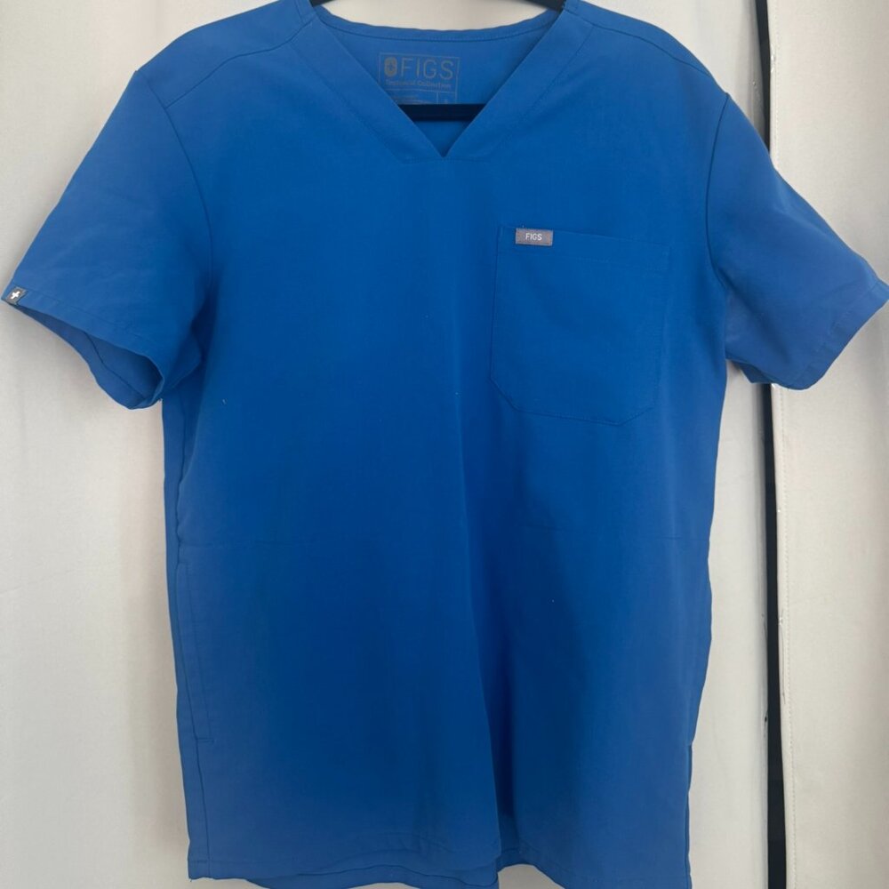 FIGS Leon Scrub Top Men Small Royal Blue Modern Fit Medical Uniform